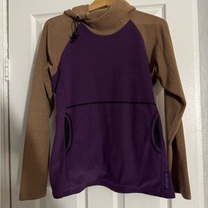 Melanzana Purple and Tan Women's Micro Grid Hoodie